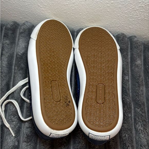 Coach Women's EUC Navy Blue Sequin Sneakers with white trim. Size 6 - Picture 12 of 15